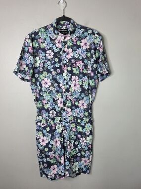 Romperjack Men’s Navy Floral Short-Sleeve Shirt Romper